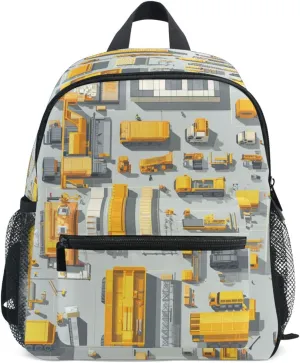 Big Kid Backpacks Boy's/Girl's Waterproof Diaper Bag Backpack with Chest Strap Construction Scene Build Tall Buildings Bulldozer