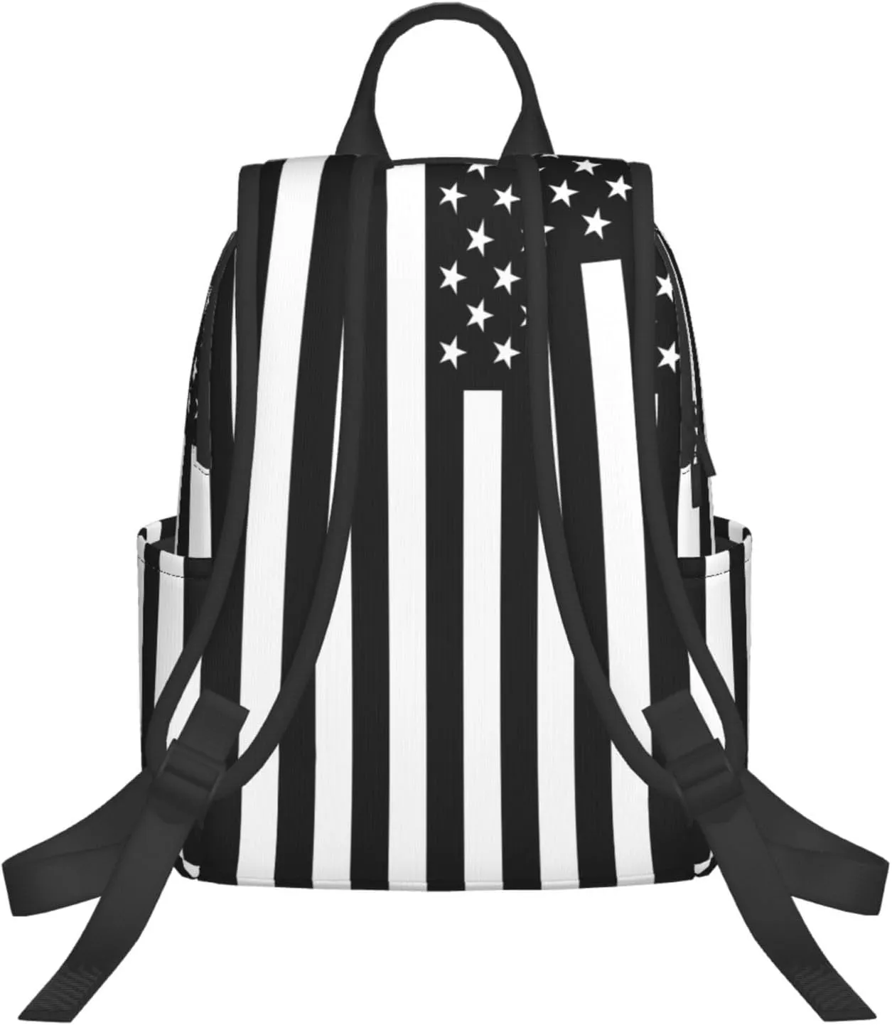 Black And White American Flag Casual Backpacks Laptop Backpack Outdoor Travel Rucksack Sport Carry-On Daypack Lightweight Bag with Multi-Pockets