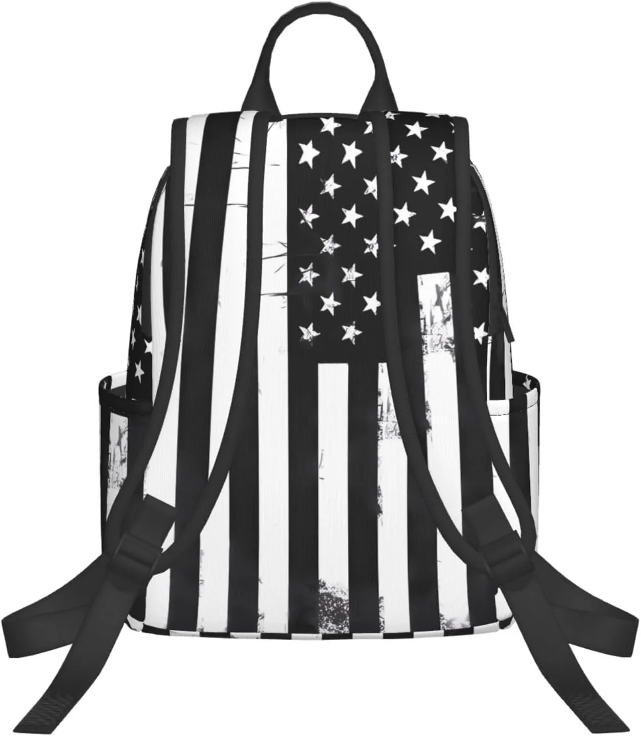 Black And White American Flag Casual Backpacks Laptop Backpack Outdoor Travel Rucksack Sport Carry-On Daypack Lightweight Bag with Multi-Pockets