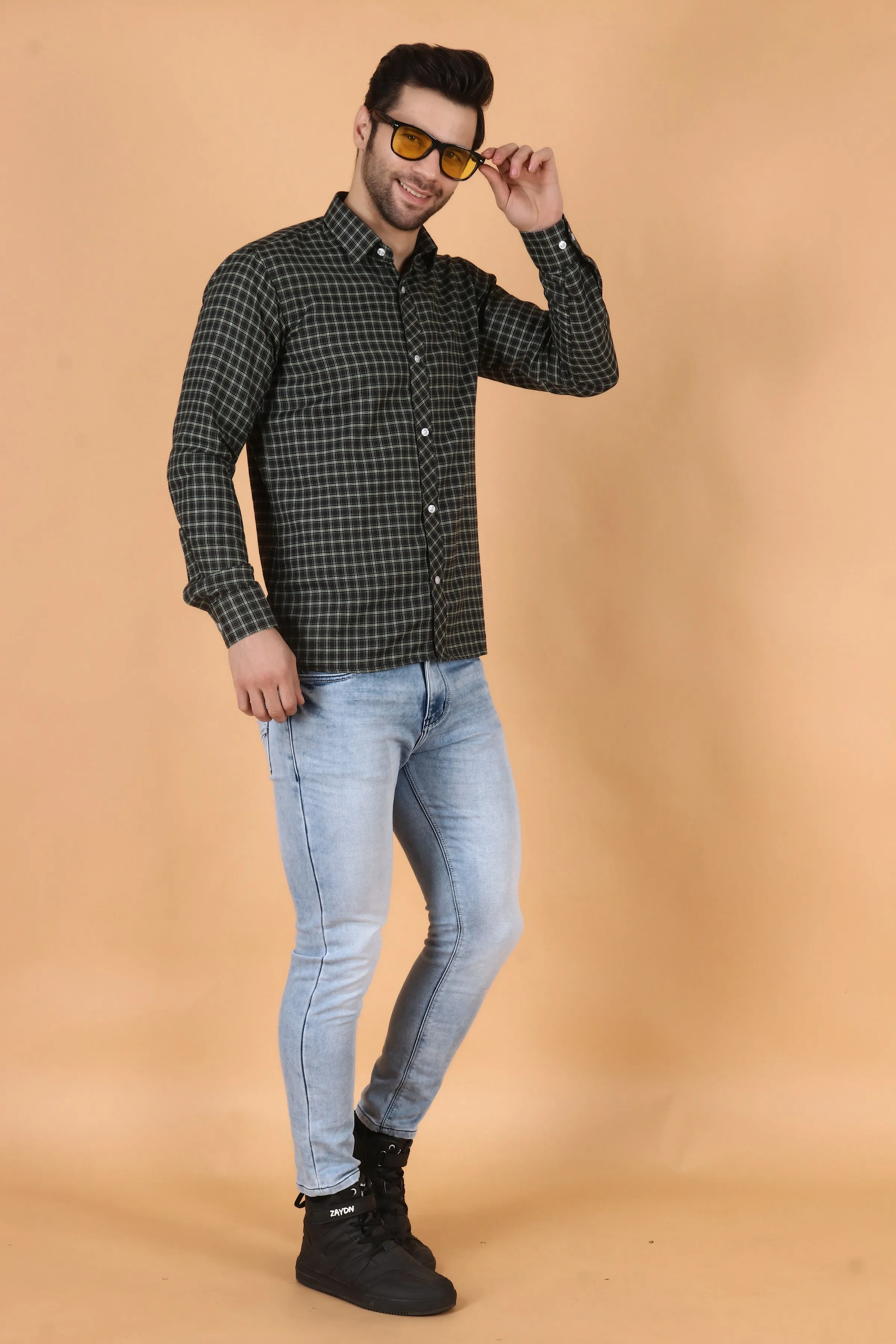 Black Checked Woollen Shirt
