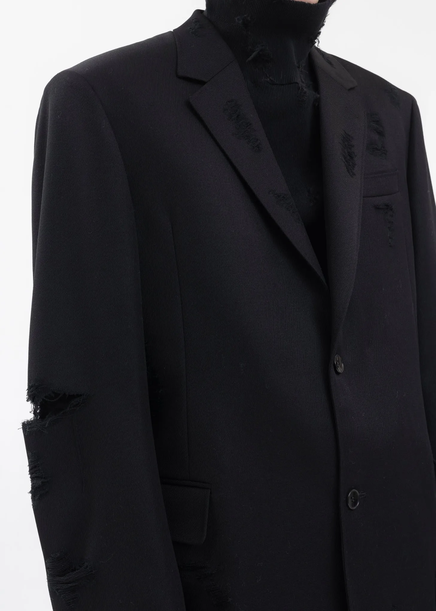 BLACK DESTROYED TAILORED JACKET
