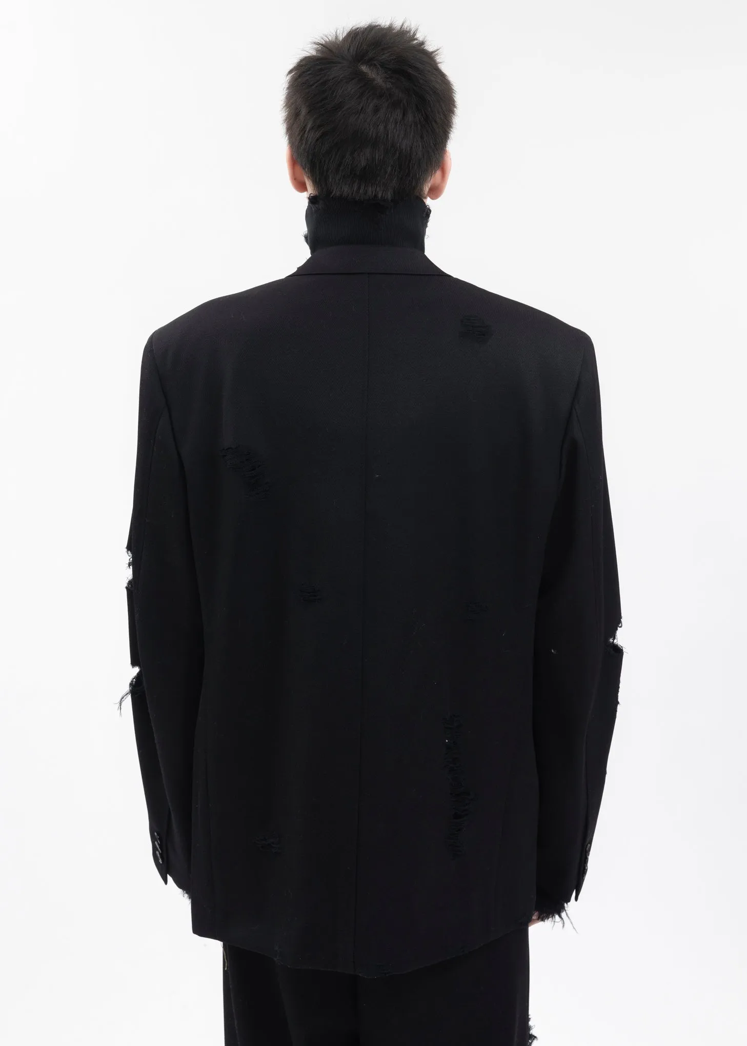 BLACK DESTROYED TAILORED JACKET