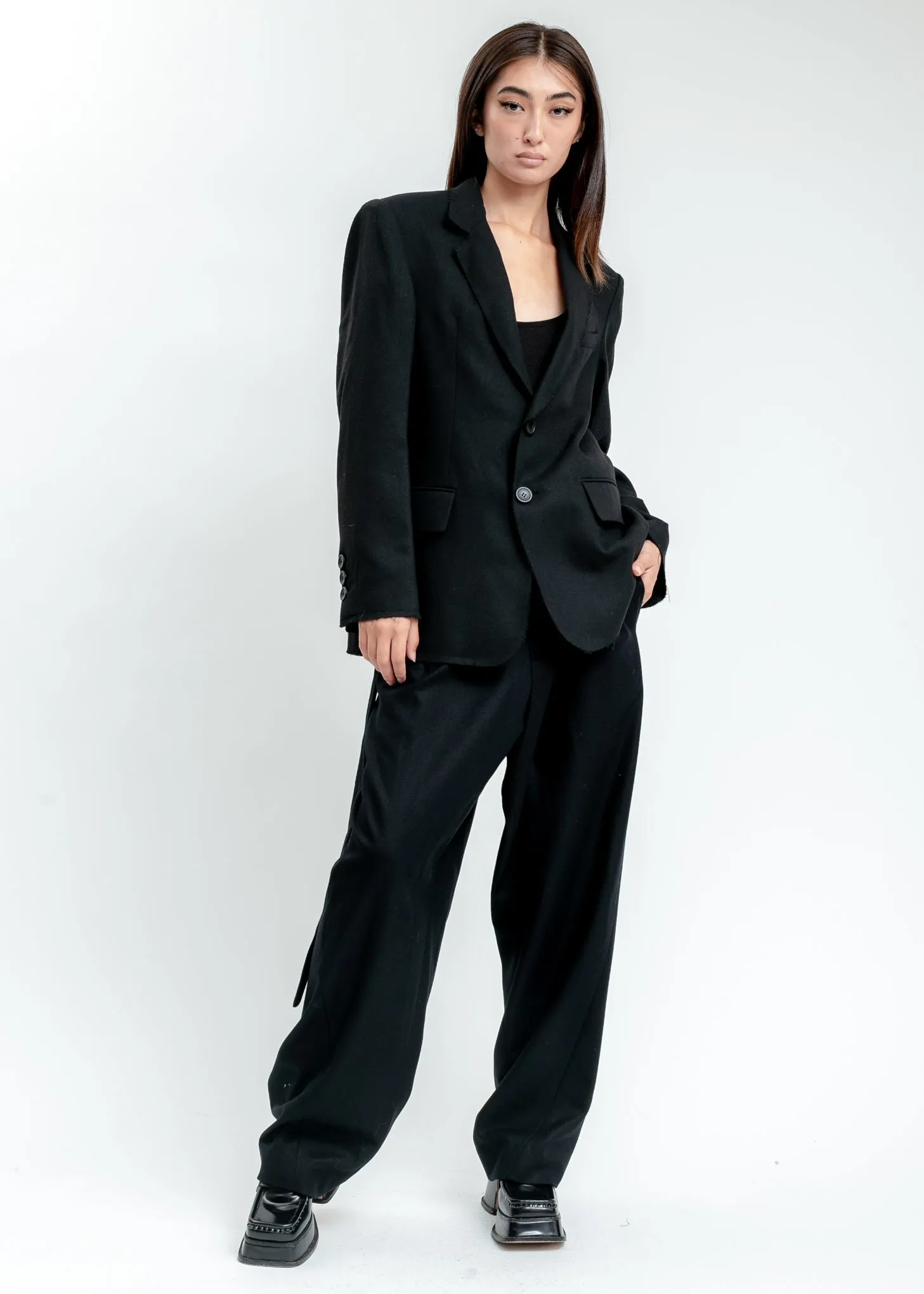 Black Hooded Tailored Blazer