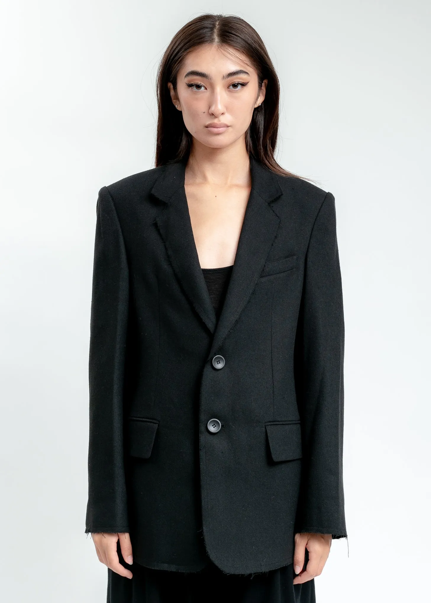 Black Hooded Tailored Blazer