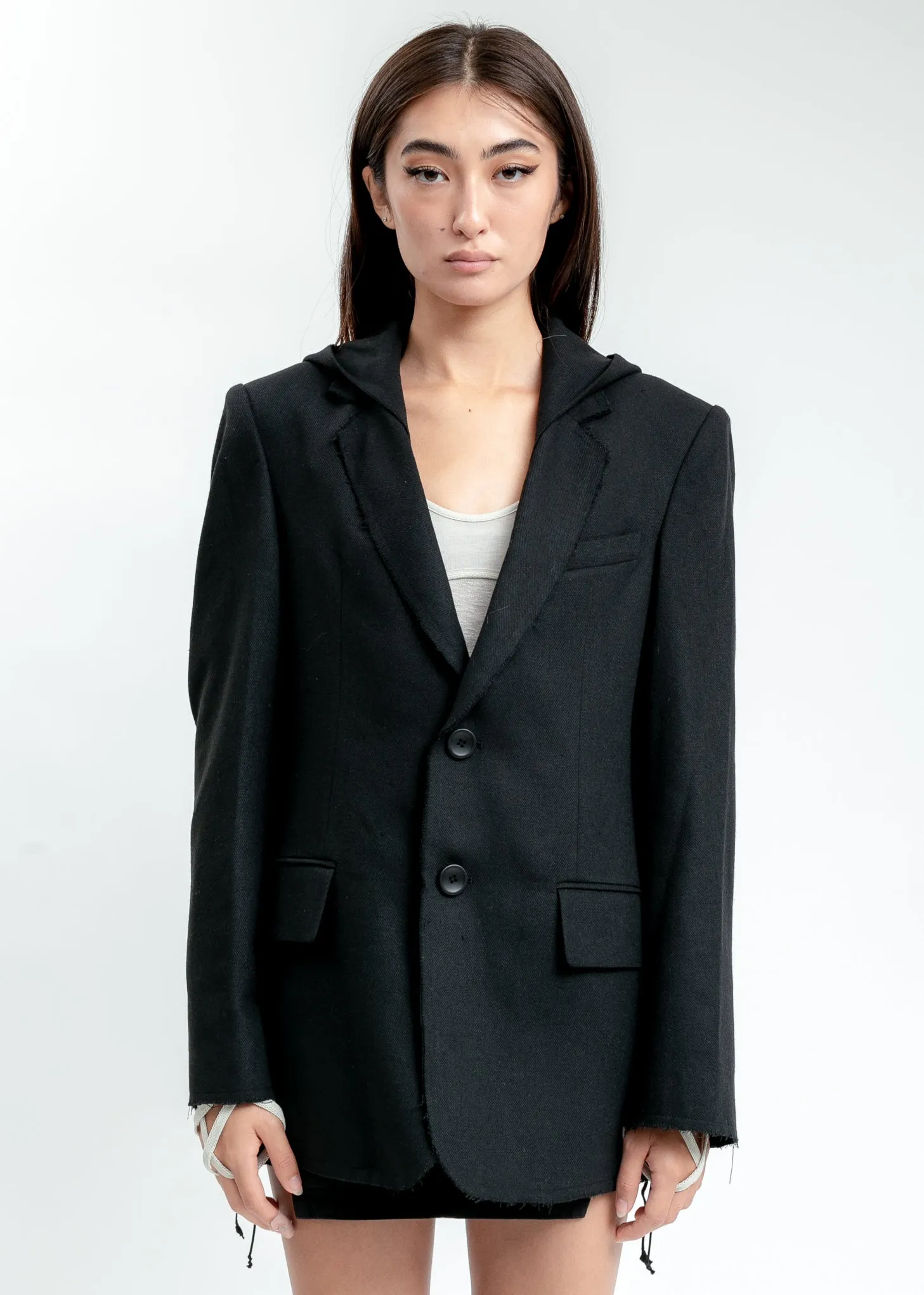 Black Hooded Tailored Blazer