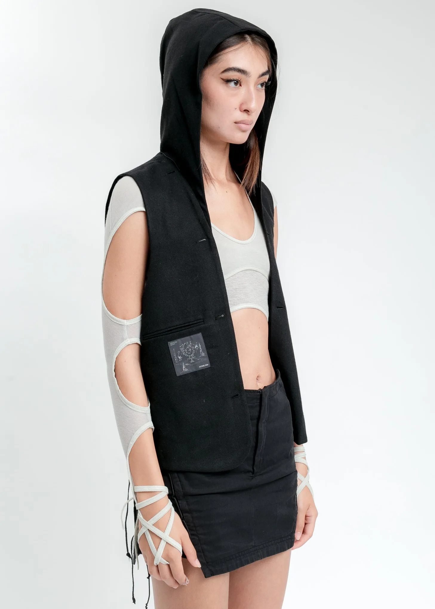 Black Hooded Tailored Blazer