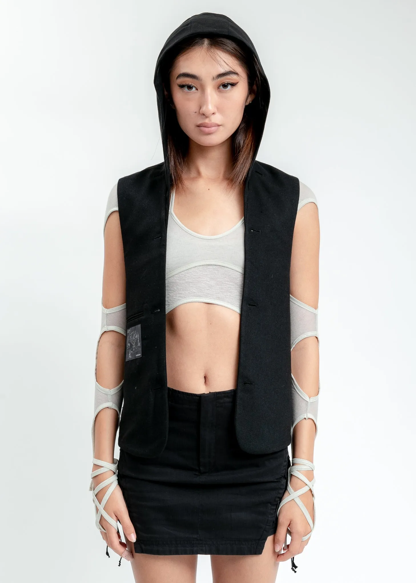 Black Hooded Tailored Blazer