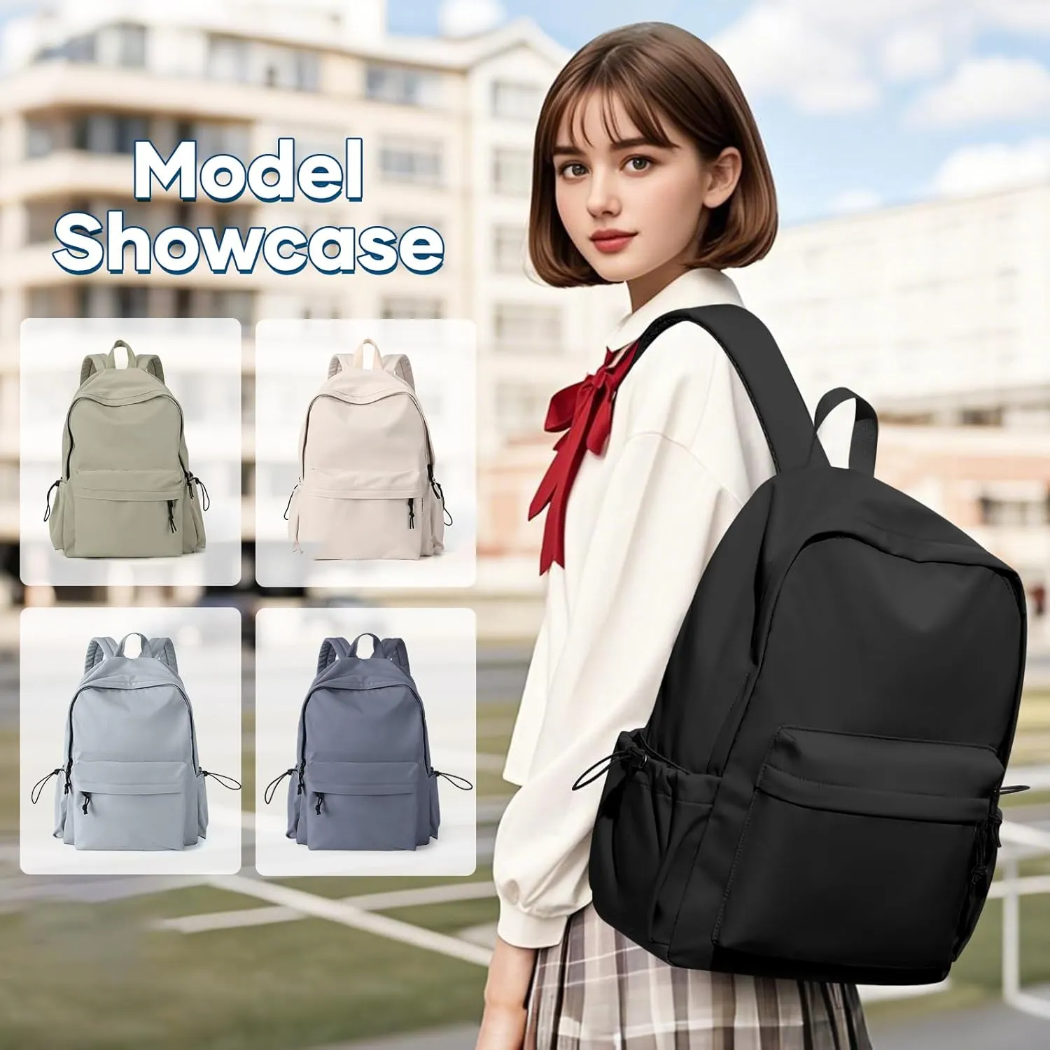 Black School Backpack For Girls Boys High Middle school college Backpack Bookbag Cute Aesthetic Backpacks Lightweight Bag Waterproof Work Gym Casual Daypack Backpacks For Men Women