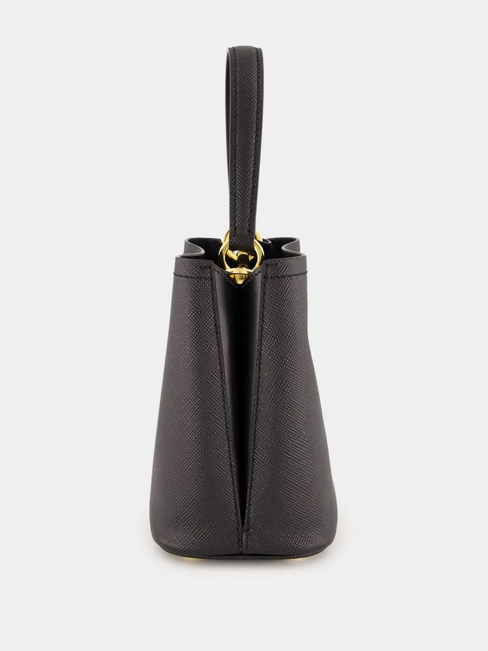 Black Small Saffiano Leather Panier Bag