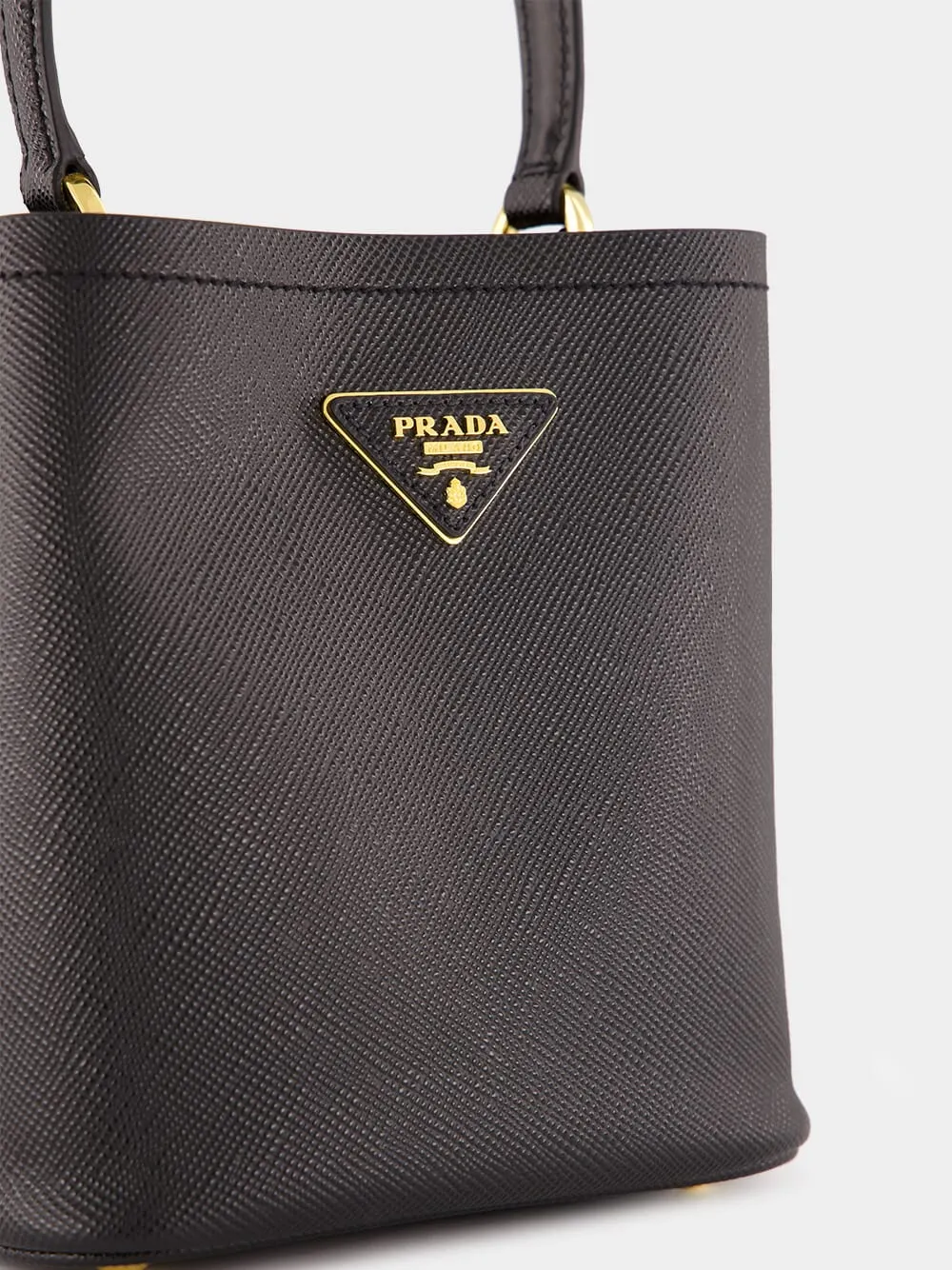 Black Small Saffiano Leather Panier Bag