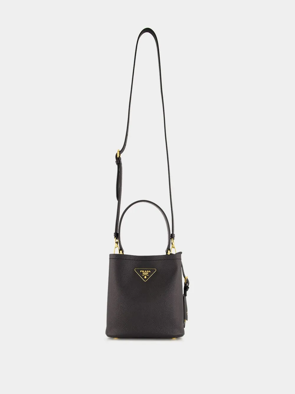 Black Small Saffiano Leather Panier Bag