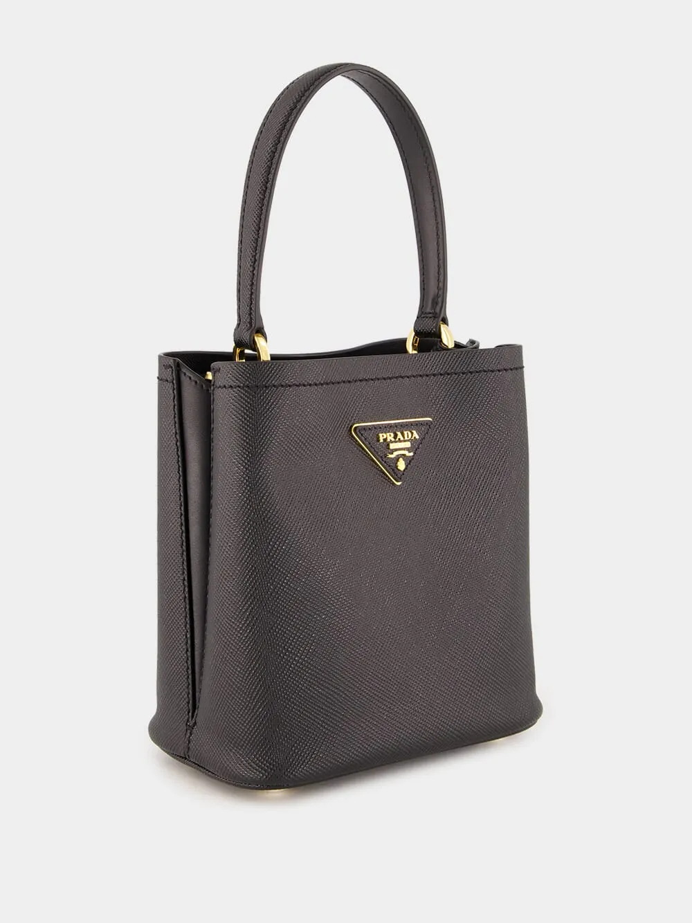 Black Small Saffiano Leather Panier Bag