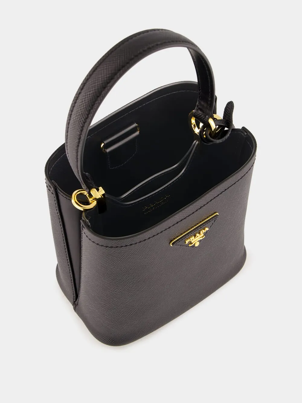 Black Small Saffiano Leather Panier Bag