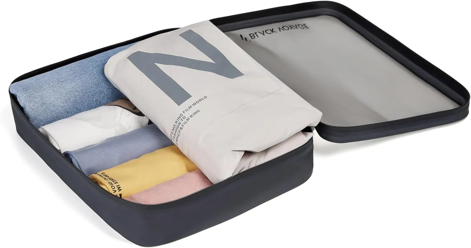 Black Voyage Travel Hydraulic Packing Cube, Dust and Water-Resistant, Translucent TPU Laminated 70D Ripstop Nylon (Black, 5 Pack (XS/S/M/L/XL))