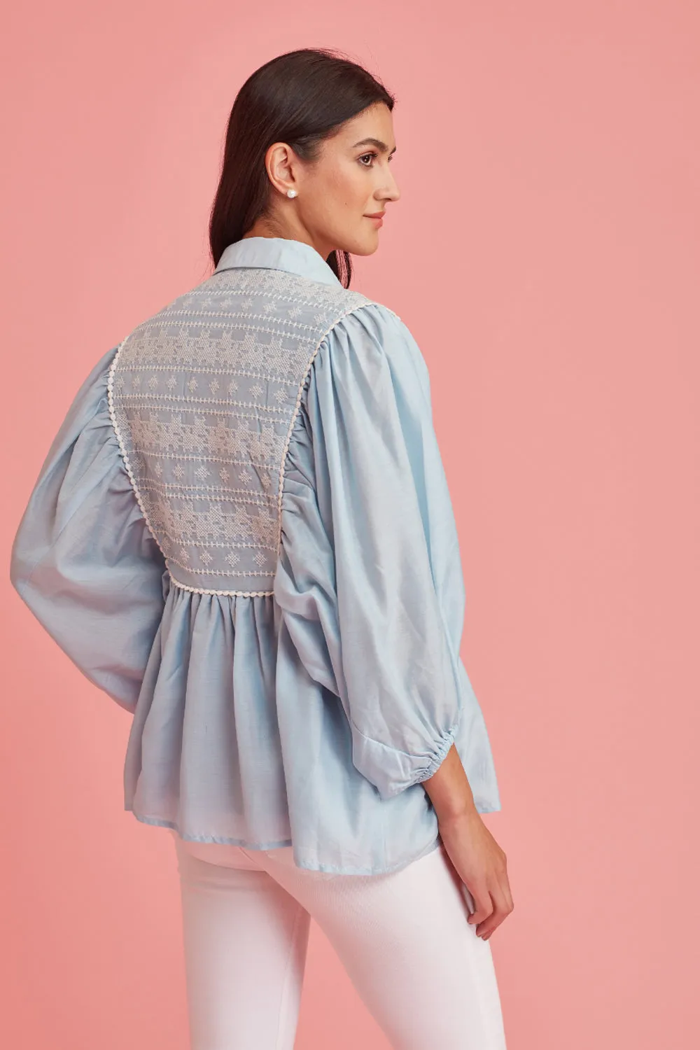 Blouse With Gathered Sleeves