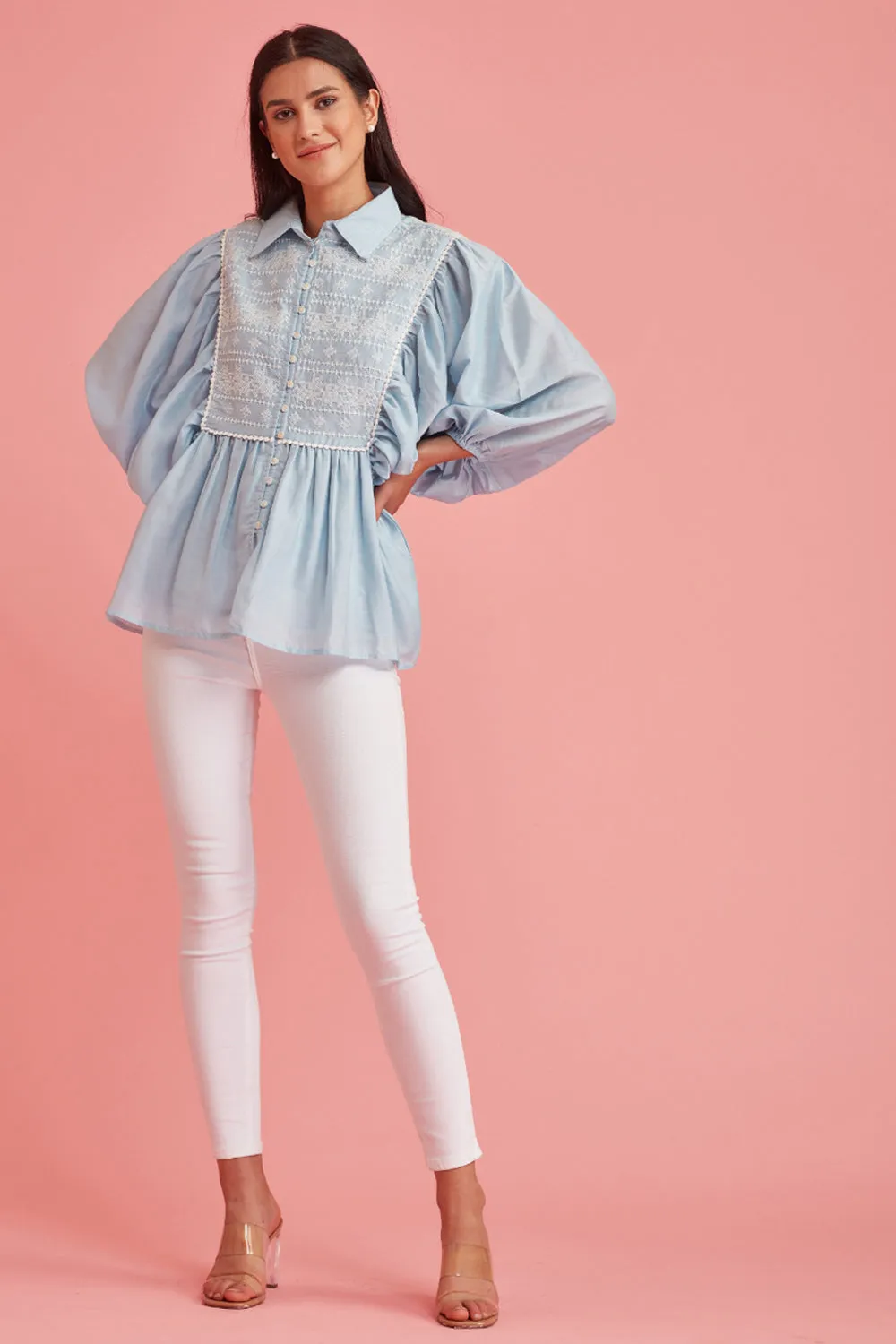 Blouse With Gathered Sleeves