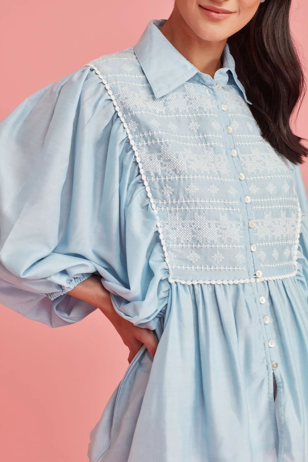 Blouse With Gathered Sleeves