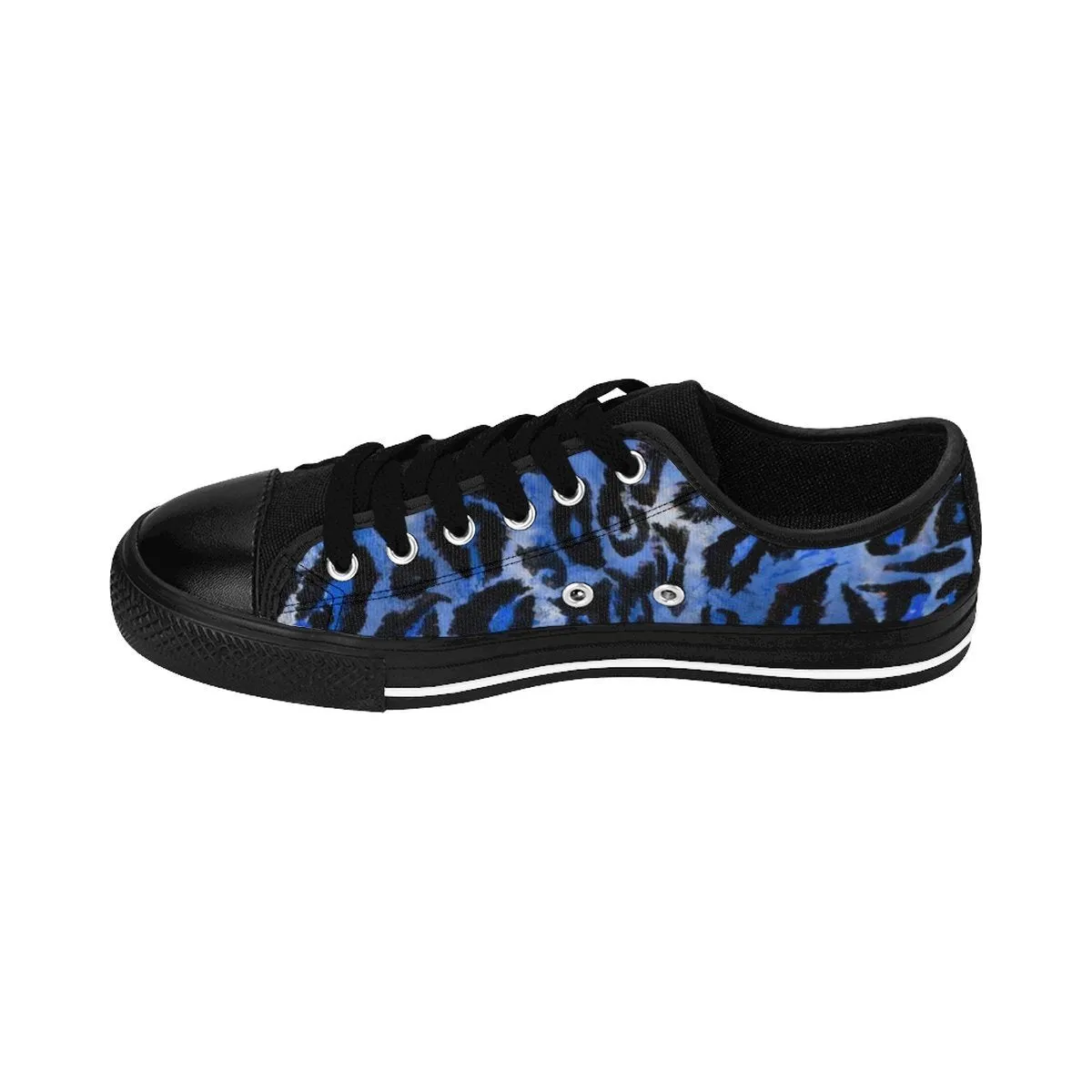 Blue Leopard Men's Sneakers, Animal Print Premium Low Top Canvas Tennis Running Shoes