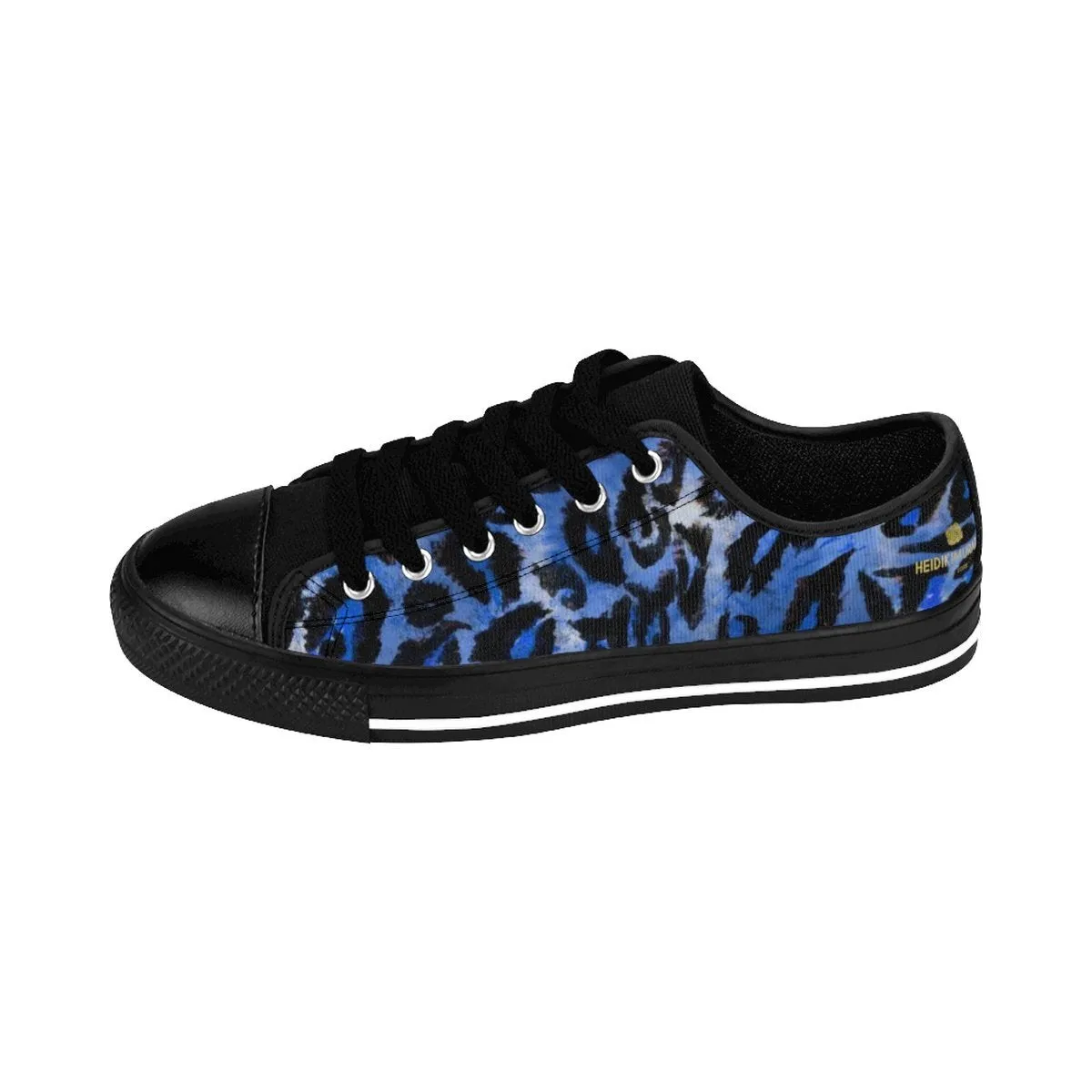Blue Leopard Men's Sneakers, Animal Print Premium Low Top Canvas Tennis Running Shoes
