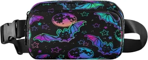 Boccsty Bats Moons Belt Bag for Women Men Halloween Fanny Pack Small Waist Pouch Crossbody Bags for Outdoor Hiking Running Travel
