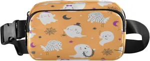 Boccsty Cartoon Ghost Belt Bag for Women Men Halloween Fanny Pack Small Waist Pouch Crossbody Bags for Outdoor Hiking Running Travel