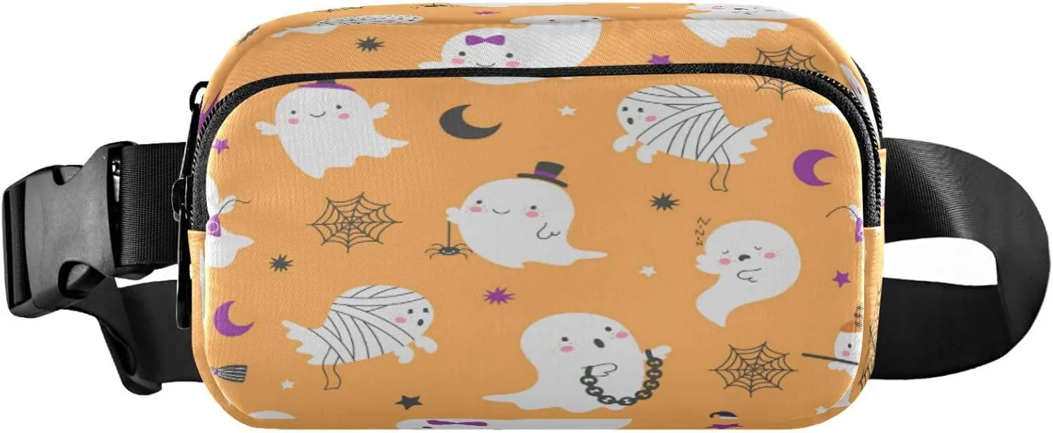 Boccsty Cartoon Ghost Belt Bag for Women Men Halloween Fanny Pack Small Waist Pouch Crossbody Bags for Outdoor Hiking Running Travel