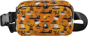 Boccsty Cartoon Halloween Belt Bag for Women Men Pumpkin Ghost Fanny Pack Small Waist Pouch Crossbody Bags for Outdoor Hiking Running Travel