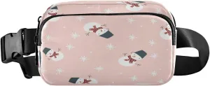Boccsty Christmas Snowman Belt Bag for Women Men White Snowflake Fanny Pack Small Waist Pouch Crossbody Bags for Outdoor Hiking Running Travel