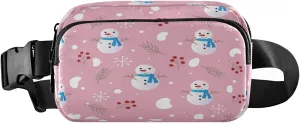 Boccsty Christmas Snowman Belt Bag for Women Men White Snowflakes Fanny Pack Small Waist Pouch Crossbody Bags for Outdoor Hiking Running Travel