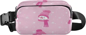 Boccsty Christmas Snowmen Heads Belt Bag for Women Men Snowflakes Fanny Pack Small Waist Pouch Crossbody Bags for Outdoor Hiking Running Travel