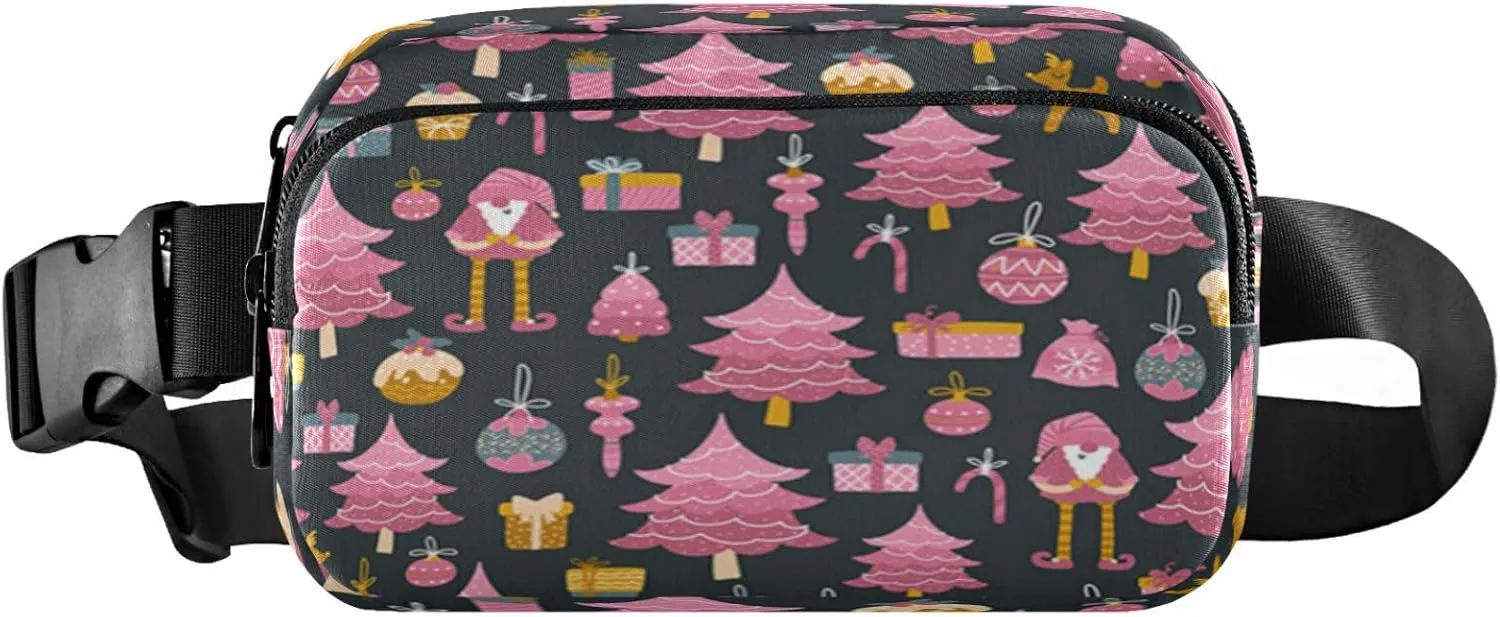 Boccsty Christmas Tree Gnome Belt Bag for Women Men Xmas Box Fanny Pack Small Waist Pouch Crossbody Bags for Outdoor Hiking Running Travel