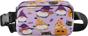 Boccsty Cute Gnomes Halloween Belt Bag for Women Men Candy Cat Pumpkin Fanny Pack Small Waist Pouch Crossbody Bags for Outdoor Hiking Running Travel