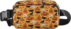 Boccsty Cute Pumpkins Black Cat Belt Bag for Women Men Halloween Animal Fanny Pack Small Waist Pouch Crossbody Bags for Outdoor Hiking Running Travel