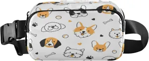 Boccsty Different Breeds Dog Corgi Belt Bag for Women Men Fanny Pack Small Waist Pouch Crossbody Bags for Outdoor Hiking Running Travel