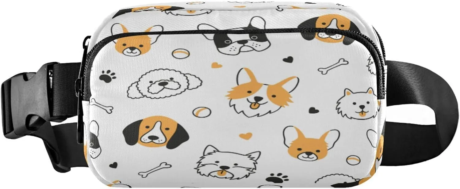 Boccsty Different Breeds Dog Corgi Belt Bag for Women Men Fanny Pack Small Waist Pouch Crossbody Bags for Outdoor Hiking Running Travel