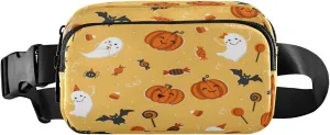 Boccsty Fun Halloween Spooky Bat Belt Bag for Women Men Pumpkins Fanny Pack Small Waist Pouch Crossbody Bags for Outdoor Hiking Running Travel