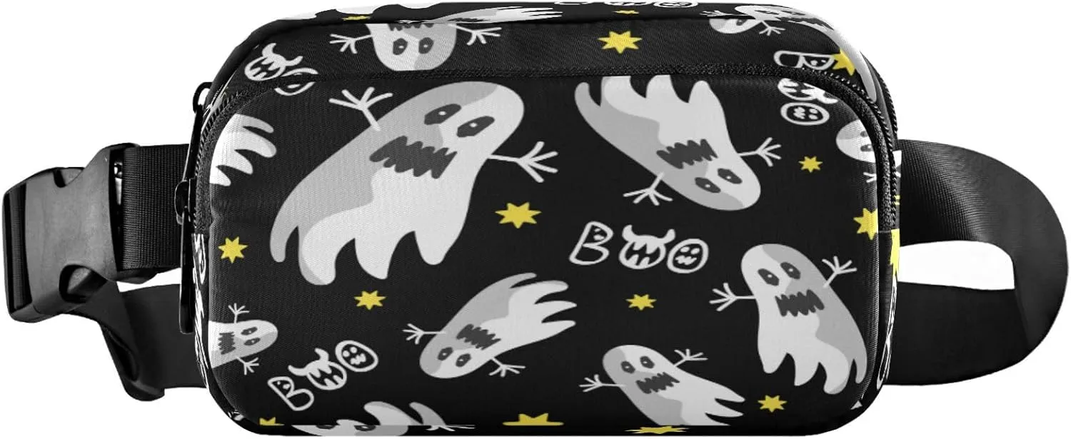 Boccsty Ghosts Halloween Boo Belt Bag for Women Men Fanny Pack Small Waist Pouch Crossbody Bags for Outdoor Hiking Running Travel