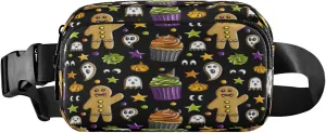 Boccsty Gingerbread Ghost Cookies Belt Bag for Women Men Halloween Scary Cupcakes Fanny Pack Small Waist Pouch Crossbody Bags for Outdoor Hiking Running Travel