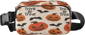 Boccsty Halloween Angry Pumpkin Bat Belt Bag for Women Men Fanny Pack Small Waist Pouch Crossbody Bags for Outdoor Hiking Running Travel