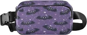 Boccsty Halloween Bat Belt Bag for Women Men Night Sky Fanny Pack Small Waist Pouch Crossbody Bags for Outdoor Hiking Running Travel