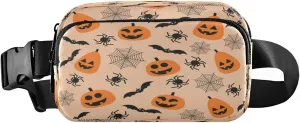 Boccsty Halloween Bat Pumpkin Spider Belt Bag for Women Men Fanny Pack Small Waist Pouch Crossbody Bags for Outdoor Hiking Running Travel