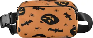Boccsty Halloween Bat Spider Pumpkin Belt Bag for Women Men Fanny Pack Small Waist Pouch Crossbody Bags for Outdoor Hiking Running Travel