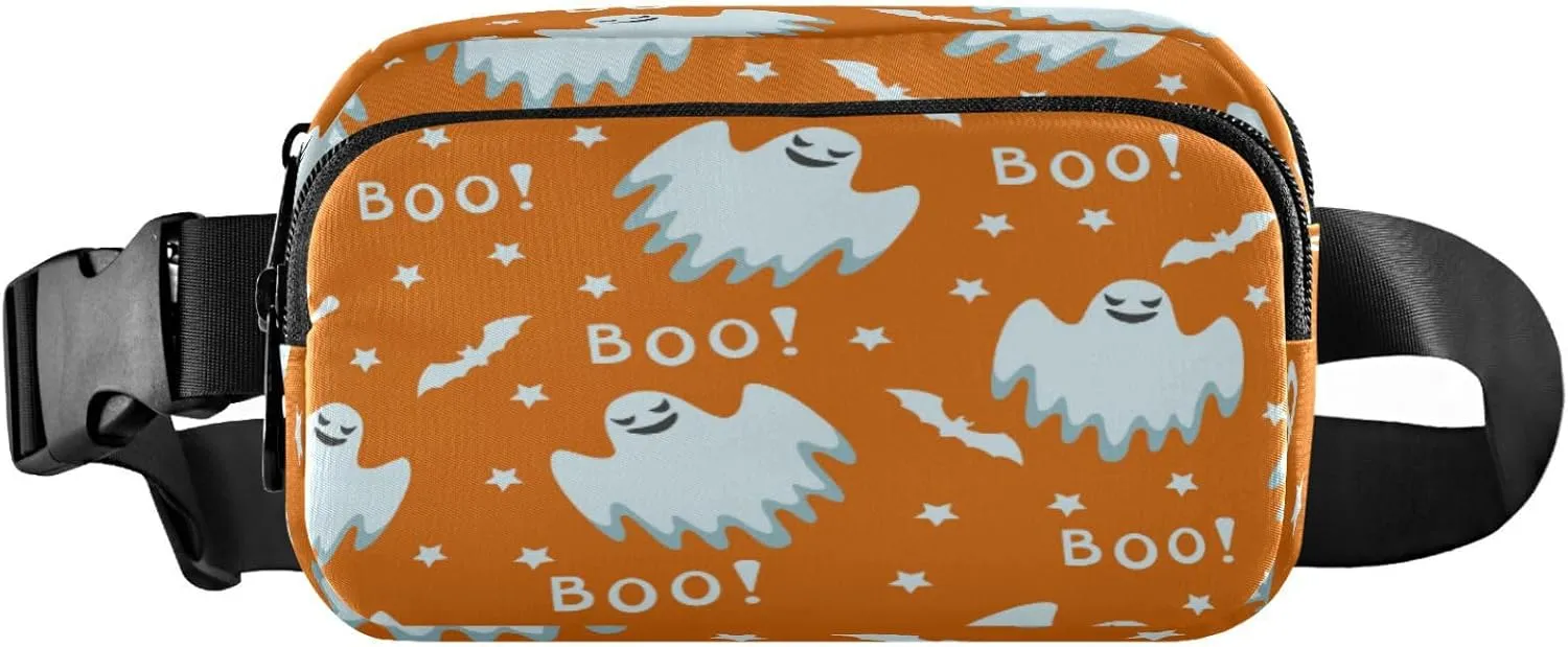 Boccsty Halloween Bats Belt Bag for Women Men Ghosts Stars Fanny Pack Small Waist Pouch Crossbody Bags for Outdoor Hiking Running Travel