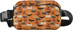 Boccsty Halloween Bats Pumpkins Belt Bag for Women Men Scary Eye Autumn Fall Leaves Fanny Pack Small Waist Pouch Crossbody Bags for Outdoor Hiking Running Travel