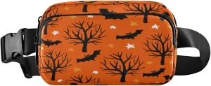 Boccsty Halloween Bats Trees Stars Belt Bag for Women Men Autumn Fanny Pack Small Waist Pouch Crossbody Bags for Outdoor Hiking Running Travel