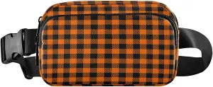 Boccsty Halloween Belt Bag for Women Men Orange Buffalo Plaid Fanny Pack Small Waist Pouch Crossbody Bags for Outdoor Hiking Running Travel