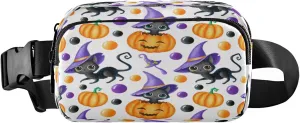 Boccsty Halloween Black Cat Witch Belt Bag for Women Men Pumpkins Fanny Pack Small Waist Pouch Crossbody Bags for Outdoor Hiking Running Travel