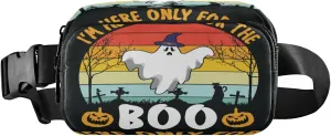 Boccsty Halloween Boo Ghost Belt Bag for Women Men Fall Pumpkin Bats Fanny Pack Small Waist Pouch Crossbody Bags for Outdoor Hiking Running Travel