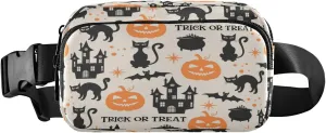 Boccsty Halloween Castle Belt Bag for Women Men Black Cat Fanny Pack Small Waist Pouch Crossbody Bags for Outdoor Hiking Running Travel