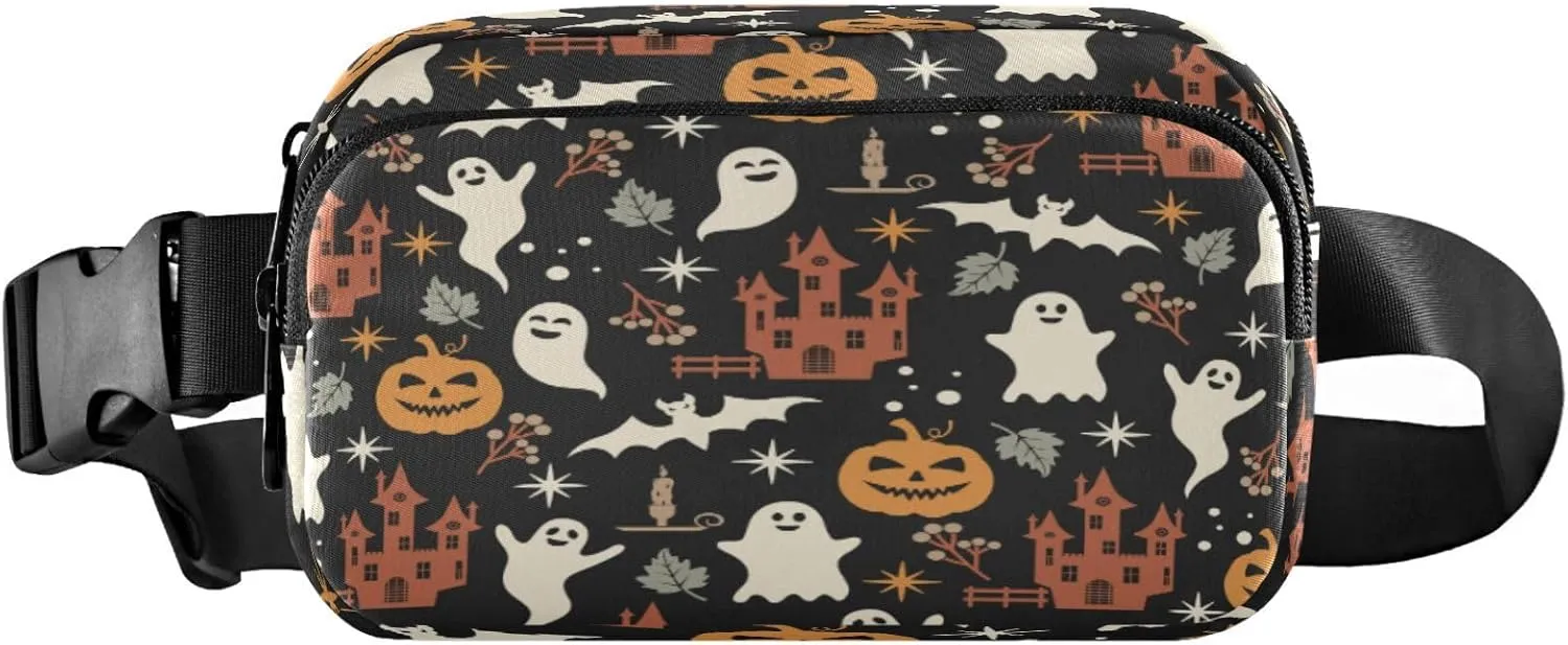 Boccsty Halloween Castle Belt Bag for Women Men Spider Ghost Fanny Pack Small Waist Pouch Crossbody Bags for Outdoor Hiking Running Travel